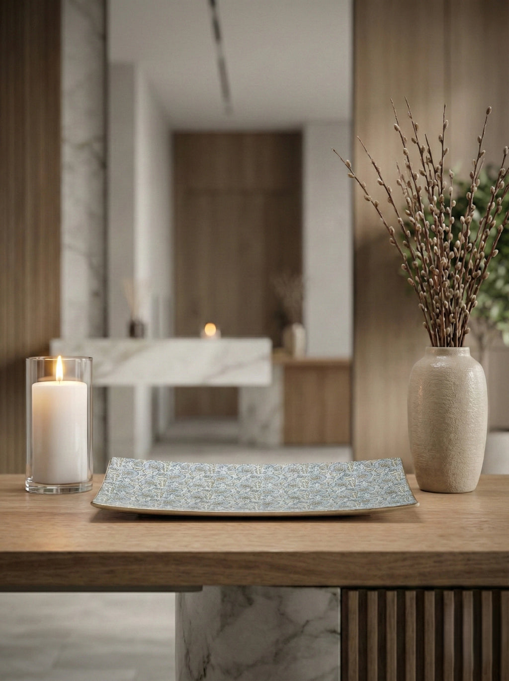 Diseño "Micro Floral Azul y Dorado"