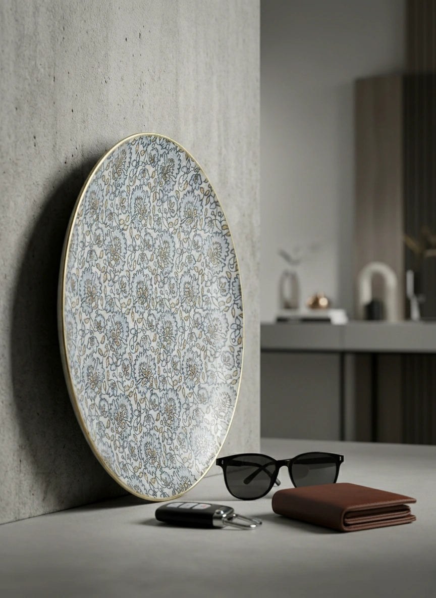 Diseño "Micro Floral Azul y Dorado"